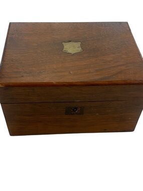 Antique Wooden Trinket Jewelry Box 6”x5”x4”